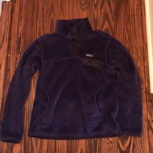 Patagonia purple fleece pullover snap front
